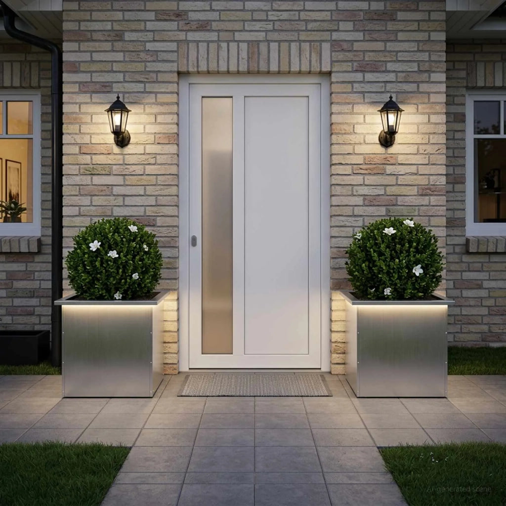 Fioriera da giardino con LED 2 pz Argento 50 x 50 x 48 cm 8008193