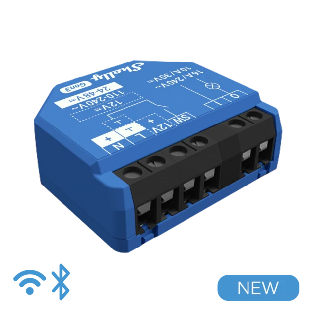 Shelly 1 Gen3, Interruttore relè WiFi intelligente, confezione da 2