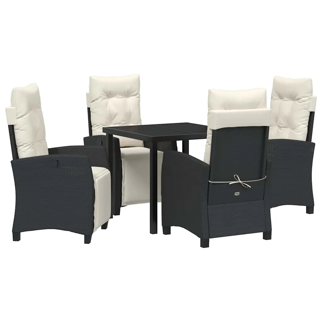 Set da Pranzo per Giardino con cuscino 5 pcs Nero polyrattan 3380415