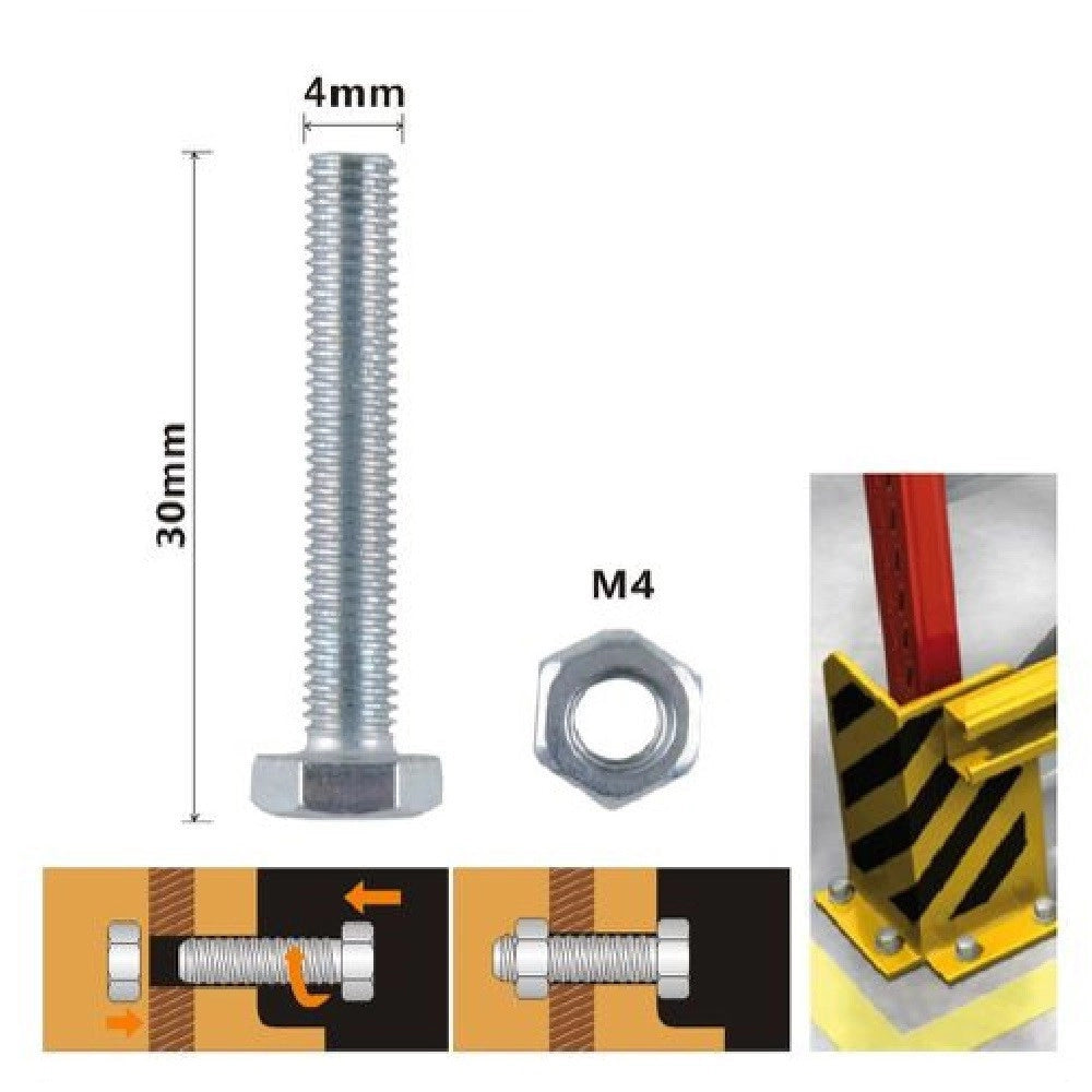 Trade Shop - Set 13pz Vite Viti Per Esterno A Testa Esagonali 4 X 30mm Con Dadi Dado M4 90906 -