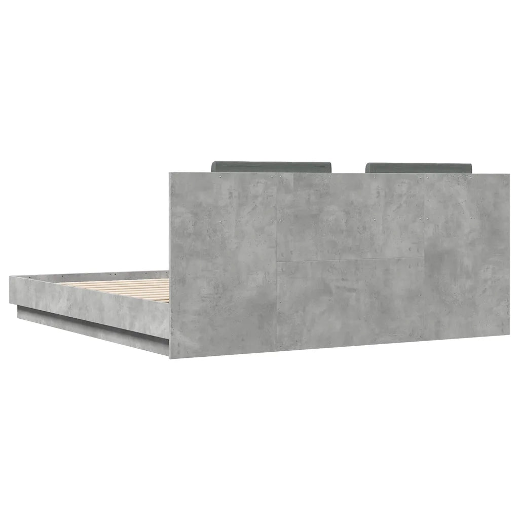 Giroletto con Testiera e LED Grigio Cemento 200x200 cm