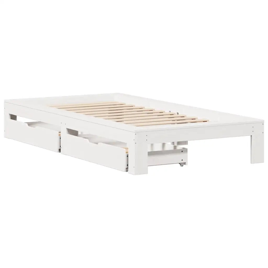 Giroletto senza Materasso Bianco 90x200 cm Legno Massello Pino