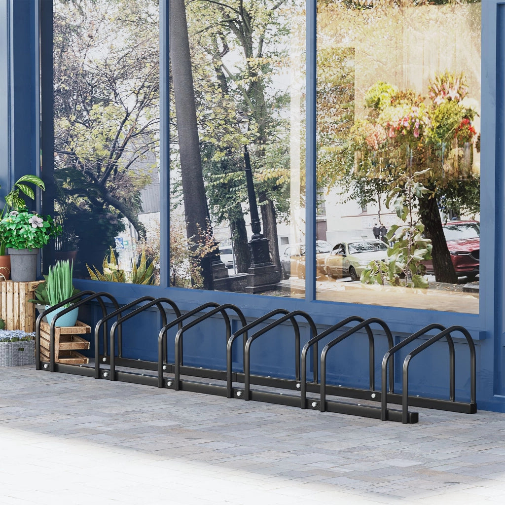 Portabici da terra e parete in acciaio nero per 6 biciclette 179x33x27 cm