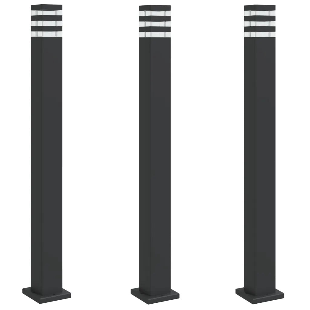 Lampade da Terra per Esterni 3pz Nere 110 cm in Alluminio