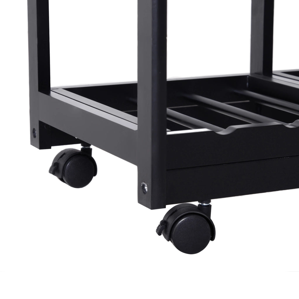 Carro per cucina con 2 cassetti, 2 cestini e 2 ripiani ¨C zephmum ¨C Nero 74x37x76 cm