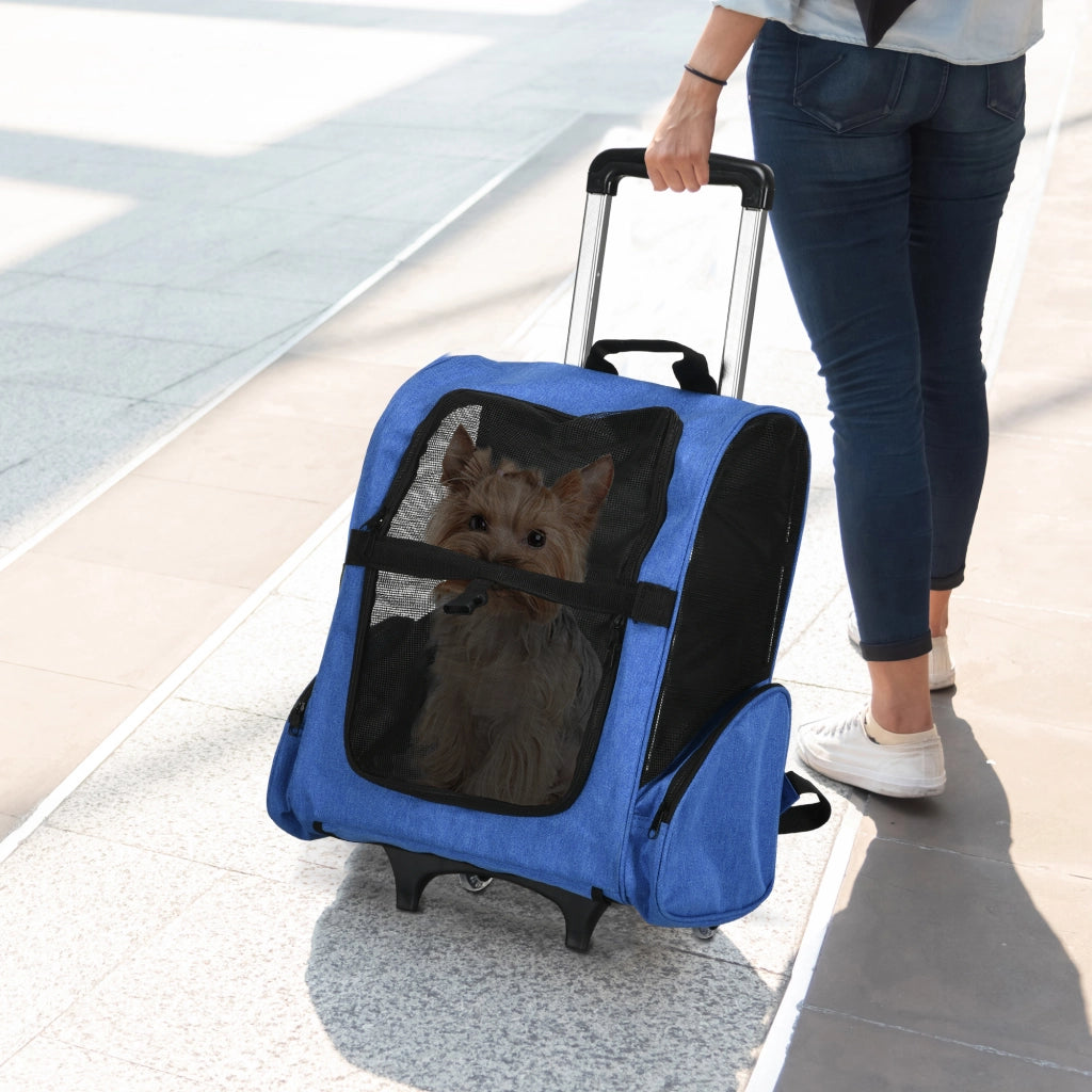 Trasportino Zaino 2 in 1 per Cani e Gatti ¨C zephmum ¨C 42x25x55cm Blu