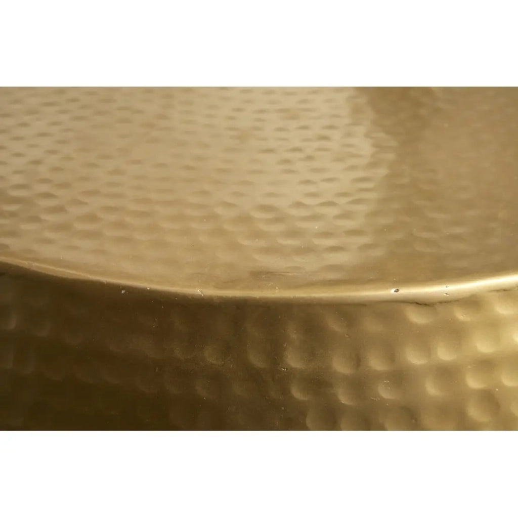 Tavolino TRIANE 60 cm in alluminio dorato – Tavolino rotondo design effetto martellato