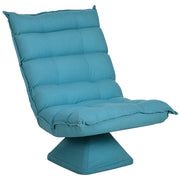 Poltrona Relax Girevole in Velluto ¨C Zephmum ¨C Blu, Schienale Regolabile, 62x70x95 cm