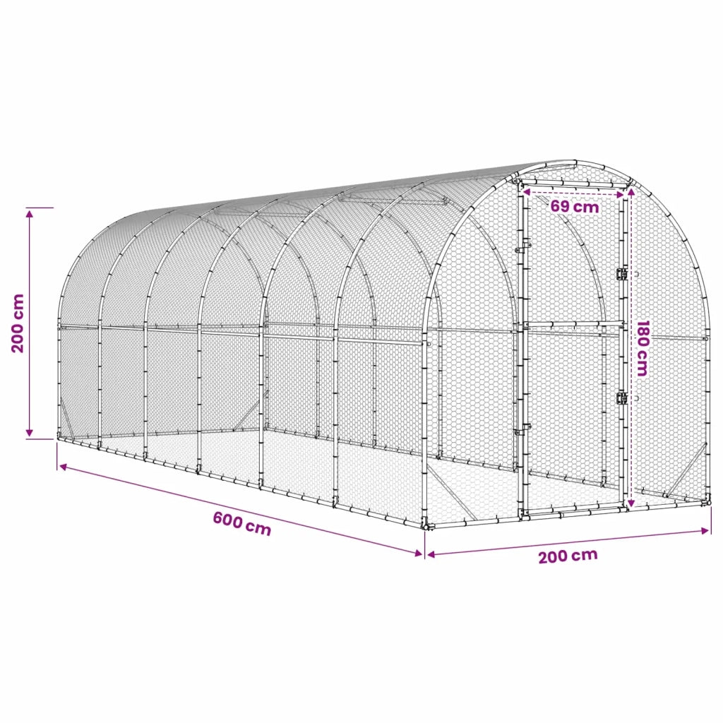 Pollaio Argento 600 x 200 x 200 cm Acciaio zincato 3434677
