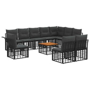 Set di divani da esterno 11 pcs Nero e Grigio scuro Poliestere 3437709