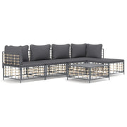 Set Divani da Giardino 6 pz | Set Salotto da Giardino con Cuscini Antracite in Polyrattan