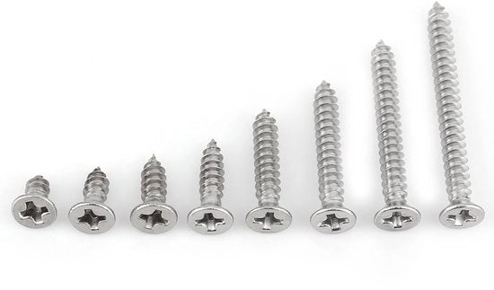 Set Completo di 200 Viti Autoalloggianti M3 6mm-30mm - Testa Pan, Testa Piatta e Testa Truss Assortimento per Componenti di Fissaggio
