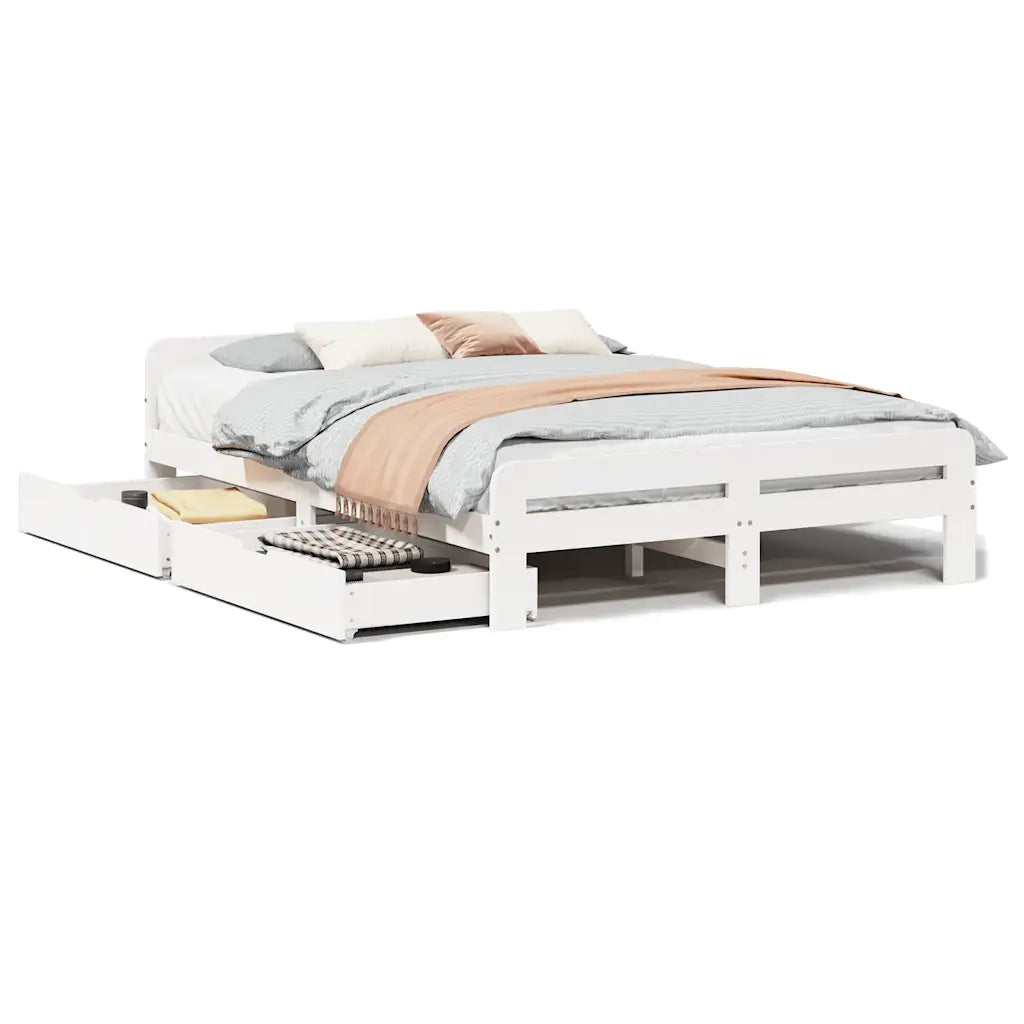 Letto senza Materasso Bianco 150x200 cm Legno Massello di Pino 3309036