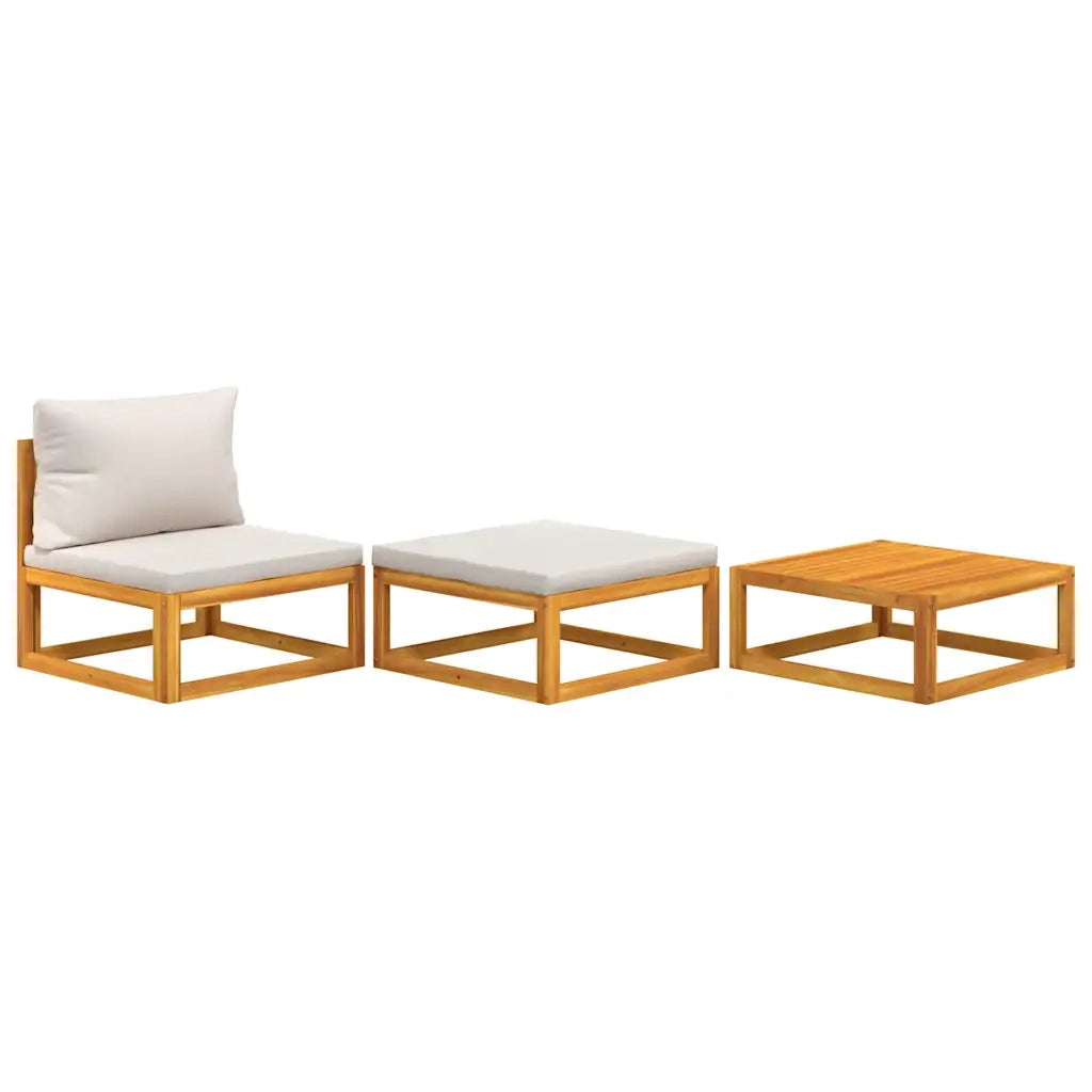 Salotto da Giardino-Set Mobili da Giardino 3pz con Cuscini Legno Massello di Acacia 991354