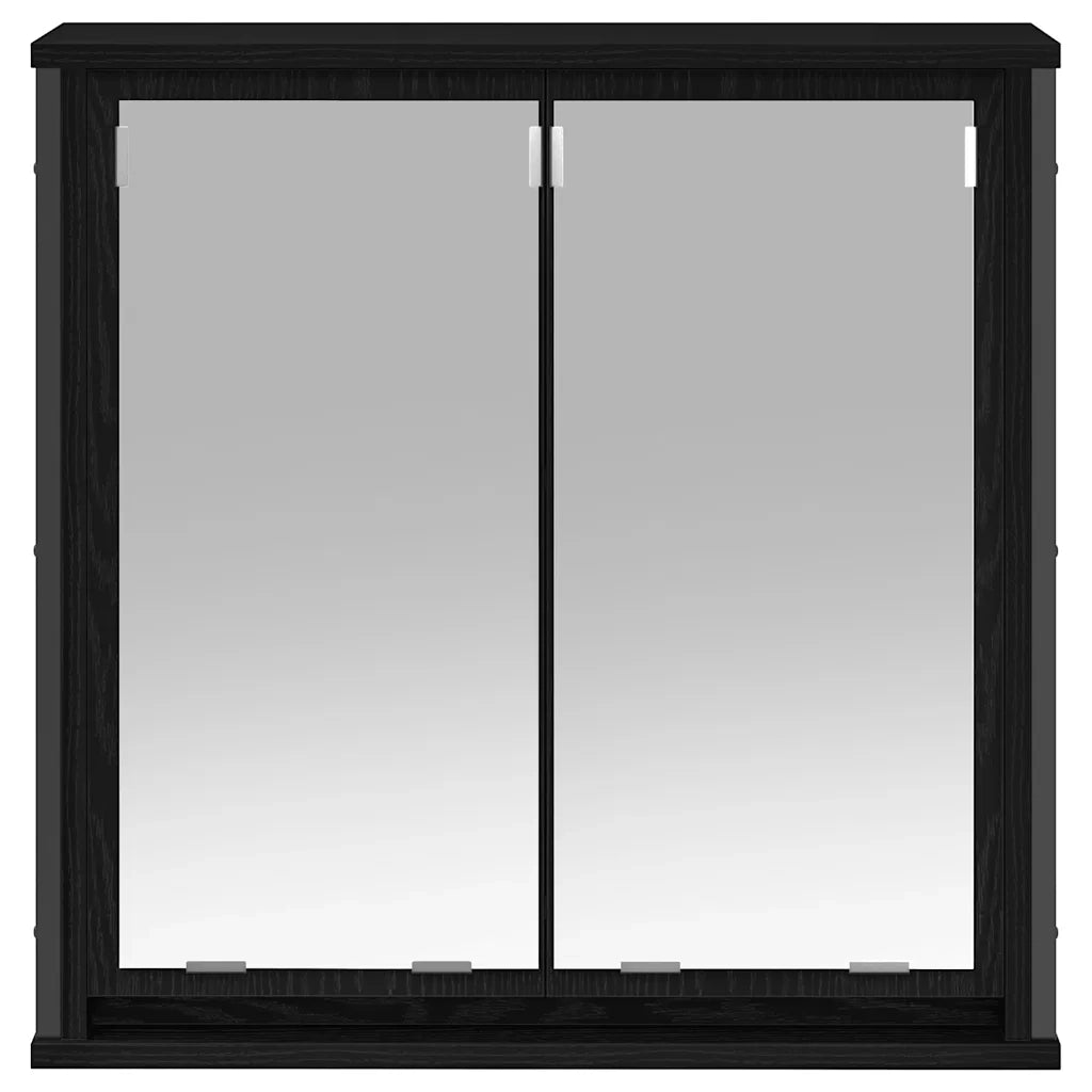 Pensile da Bagno con Specchio Rovere Nero 60x21x60 cm 861897