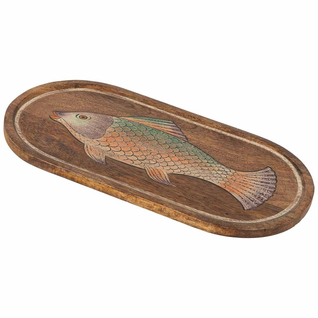 Vassoio in legno marrone 48x2x25 cm