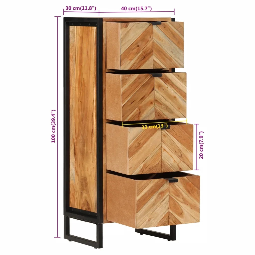 Mobile da Bagno | Armadio da bagno 40x30x100 cm Legno Massello di Acacia e Ferro