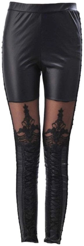Leggins con alta gittatura - Leggins in pelle - Pantalone gotico - Respirante - Comodo - Materiale duraturo - Pantalone a tubo