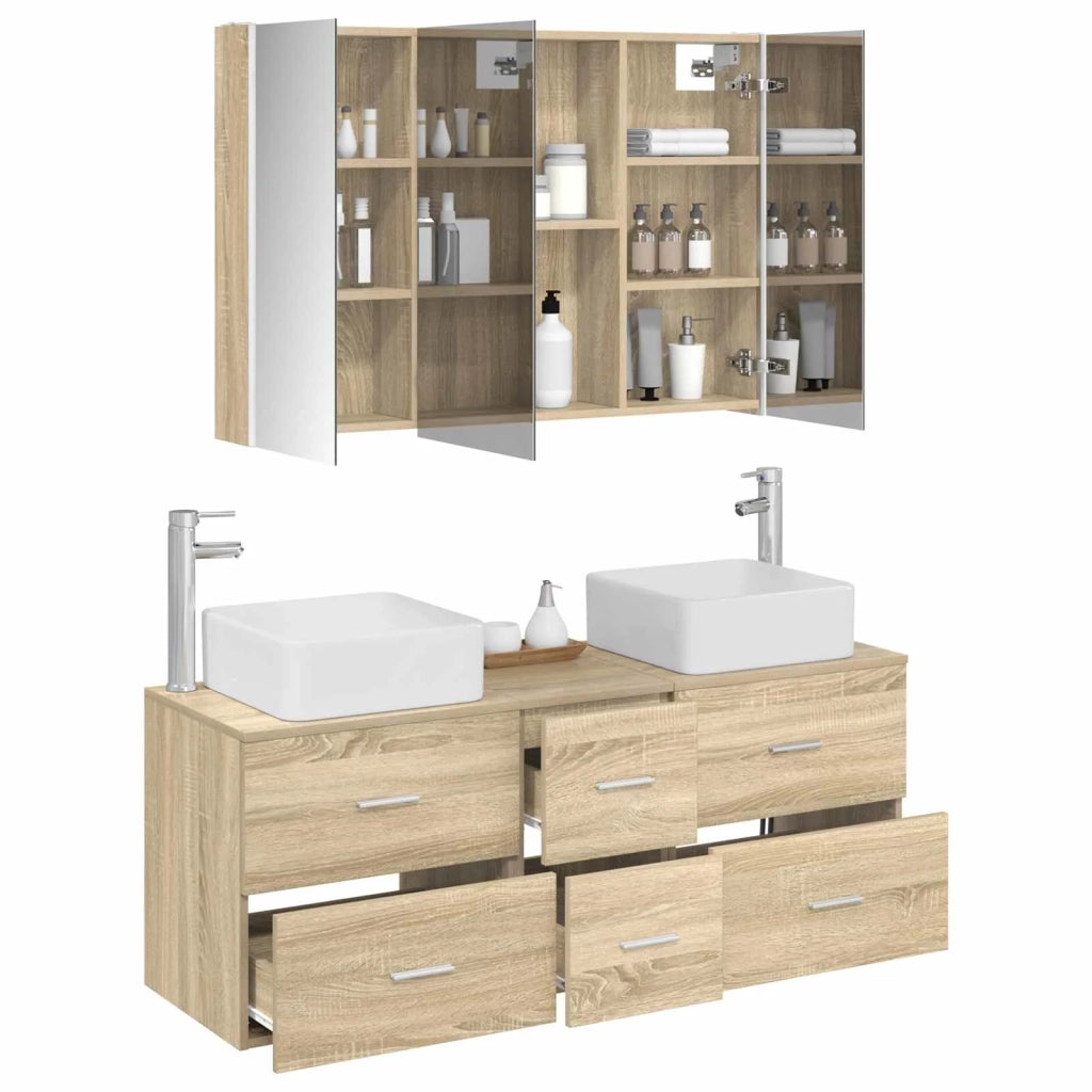 Set di mobili per il bagno 4 pcs Rovere Sonoma 3406785
