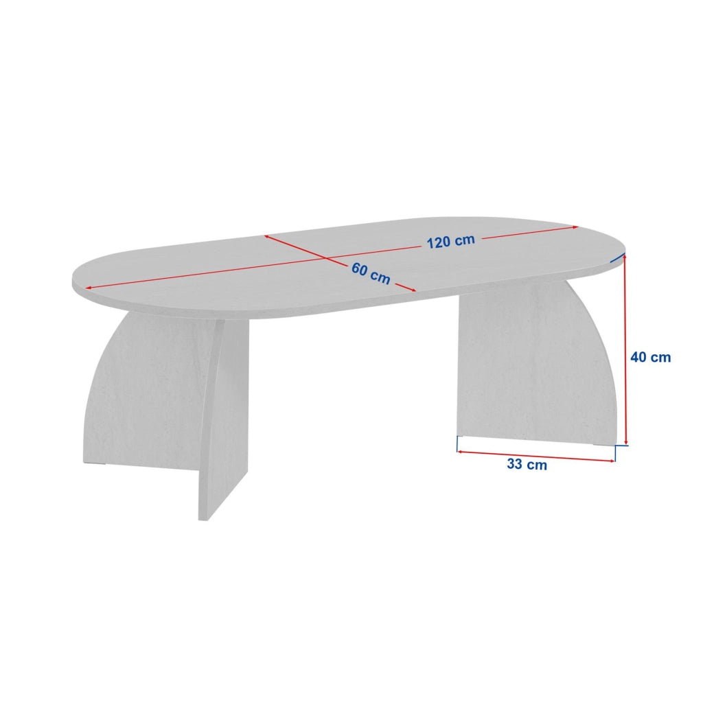 Nohaza, Tavolino da Salotto Forma Ovale, 120x60x40h cm Marrone Noce