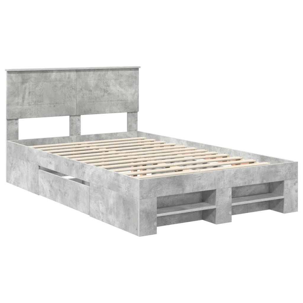 Struttura del letto con testiera Grigio cemento 137 x 203 cm