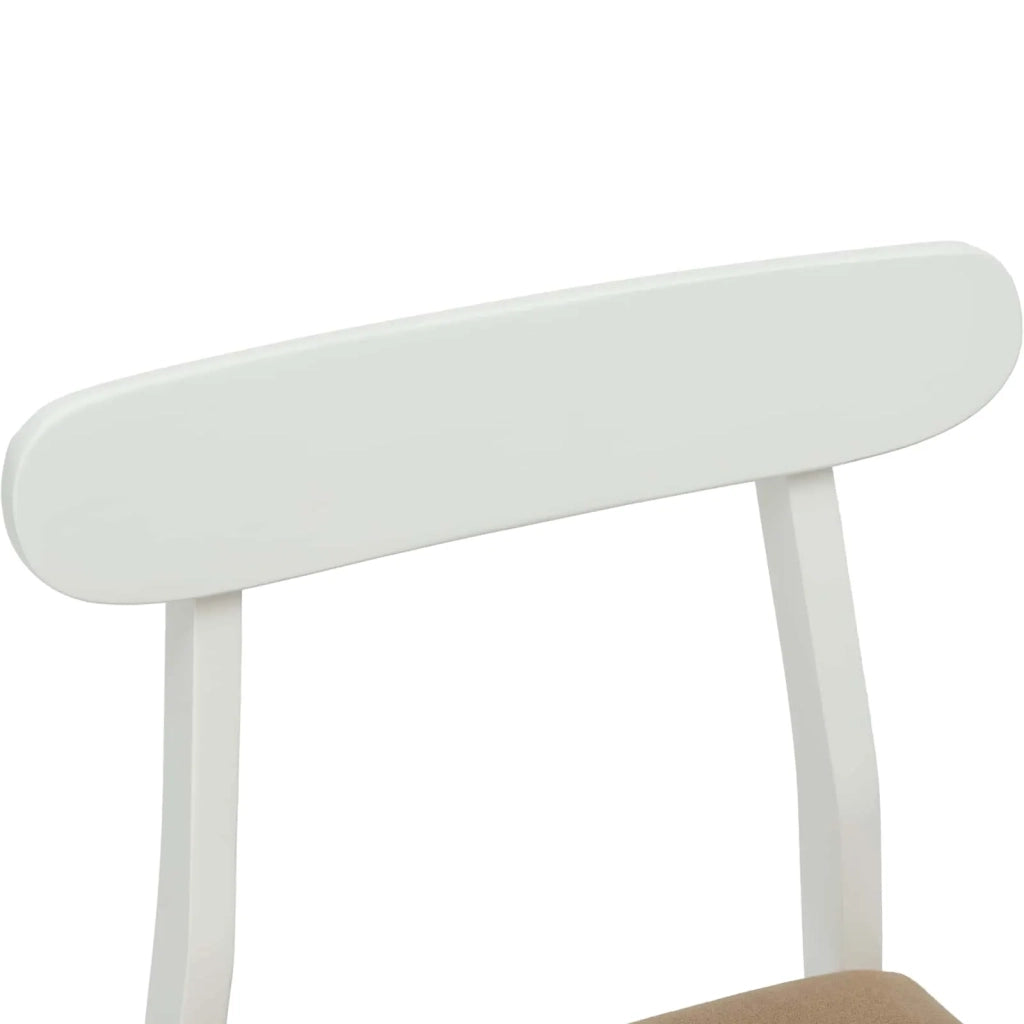 Sedia da pranzo 2 pcs Bianco e marrone Legno di gomma solido