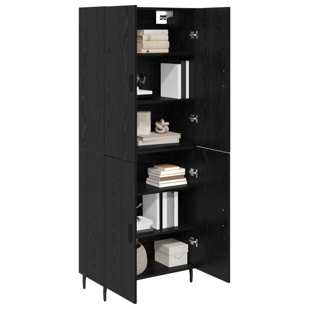 Credenza 2 pz | Madia | Buffet da pranzo | Armadio da pranzo Rovere nero Legno Stratificato e Vetro