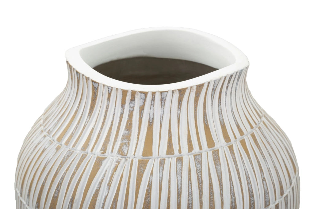 Vaso Resina Stiky Ø22x44 cm in Resina Oro e Bianco