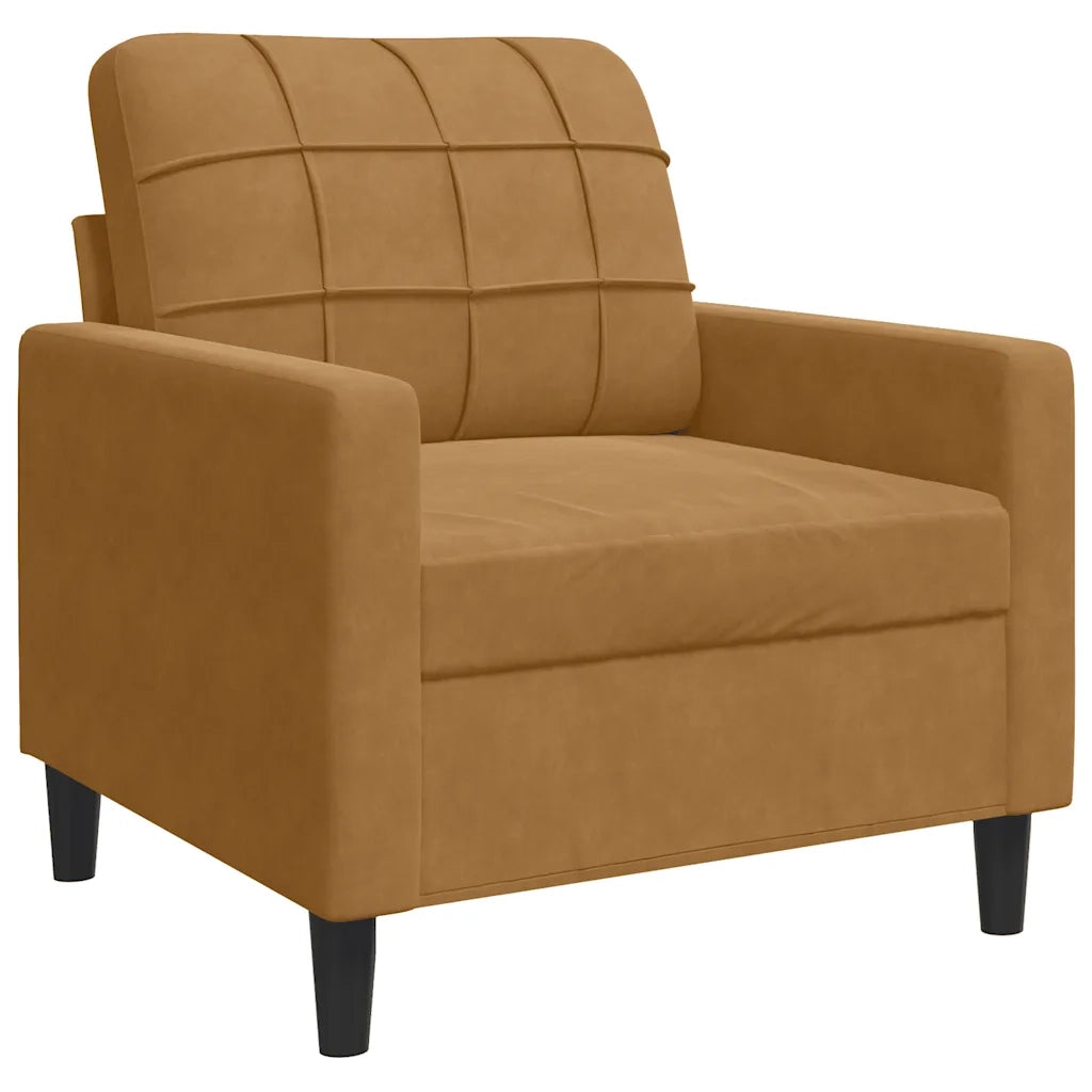 Set di Divani 4 pz con Cuscini Marrone in Velluto