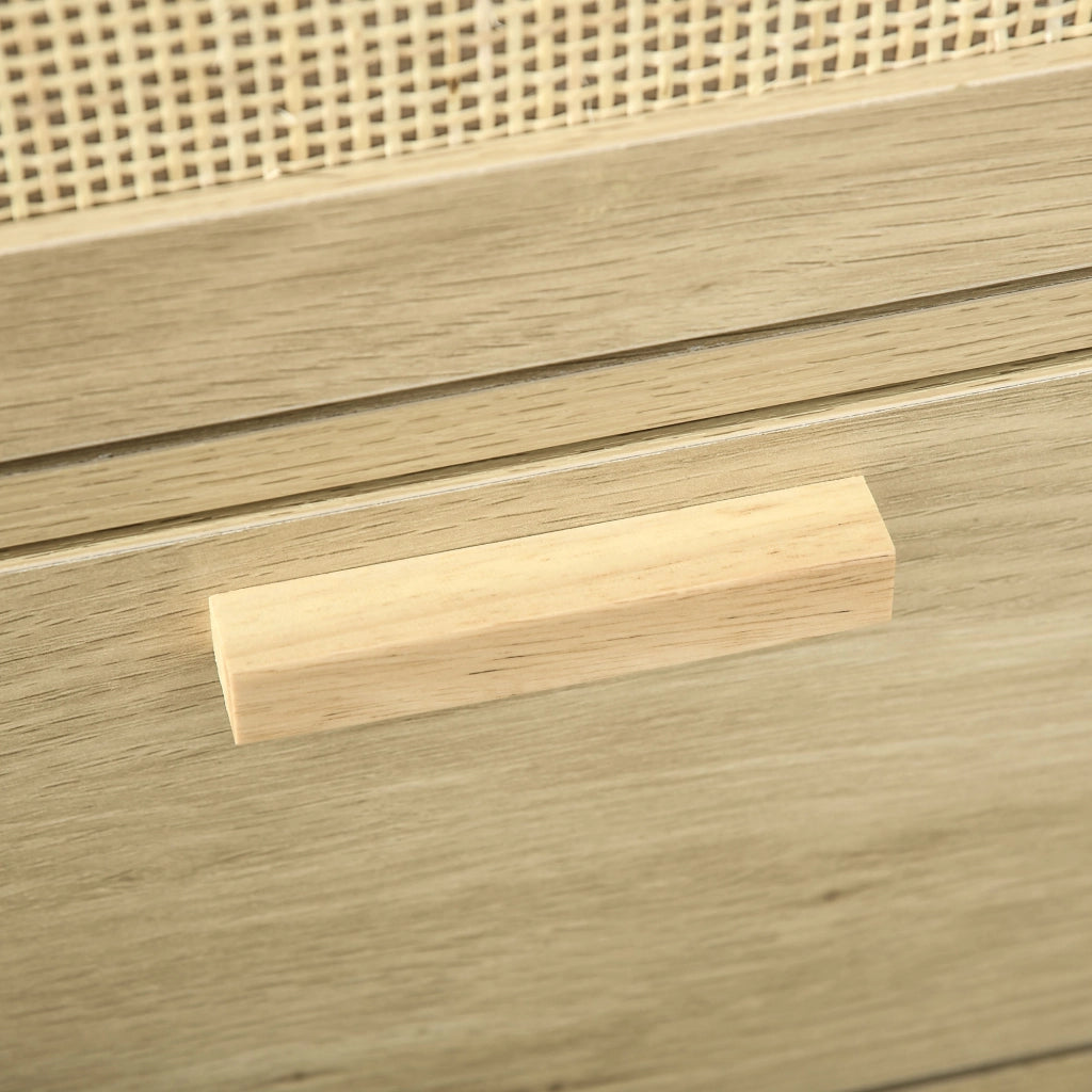 Cassettiera design bohe'me in rattan con 3 cassetti ¨C zephmum ¨C legno naturale