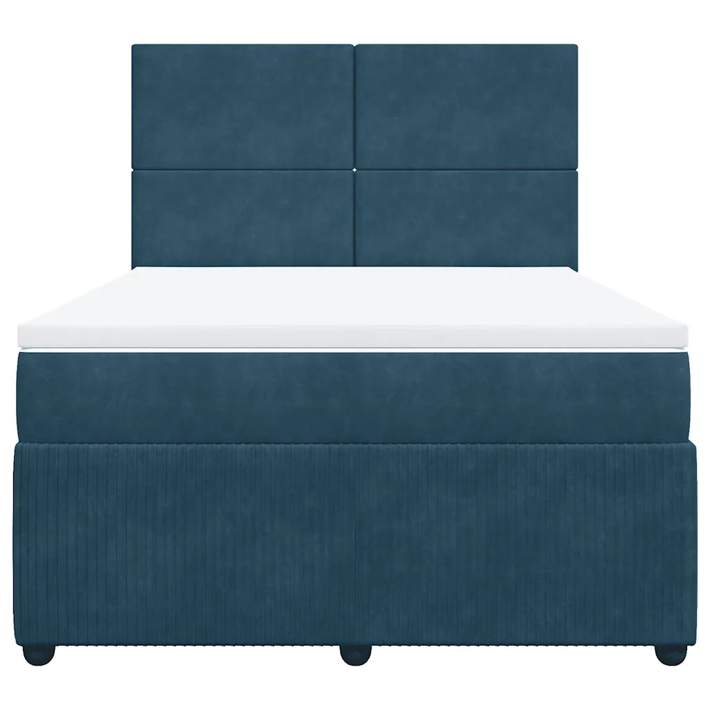 Giroletto a Molle con Materasso Blu Scuro 140x190 cm in Velluto 3292332