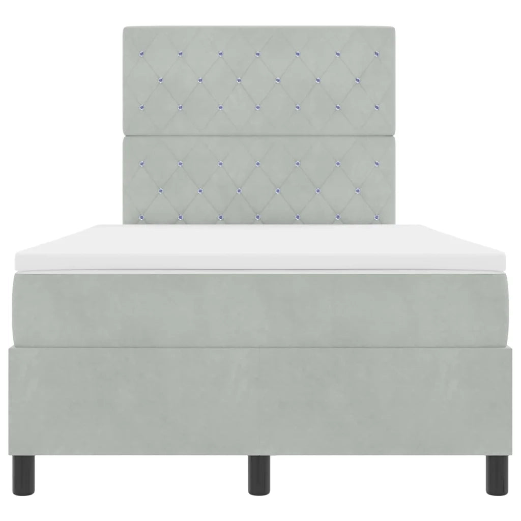 Letto a Sorgente LED Grigio chiaro 120 x 200 cm Tessuto