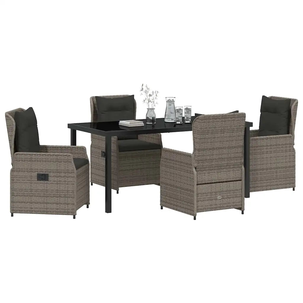 Set da Pranzo per Giardino 5 pcs Grigio polyrattan 3380956