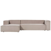 Divano angolare a 3 posti a destra in tessuto grigio talpa con braccioli imbottiti Stile minimalista