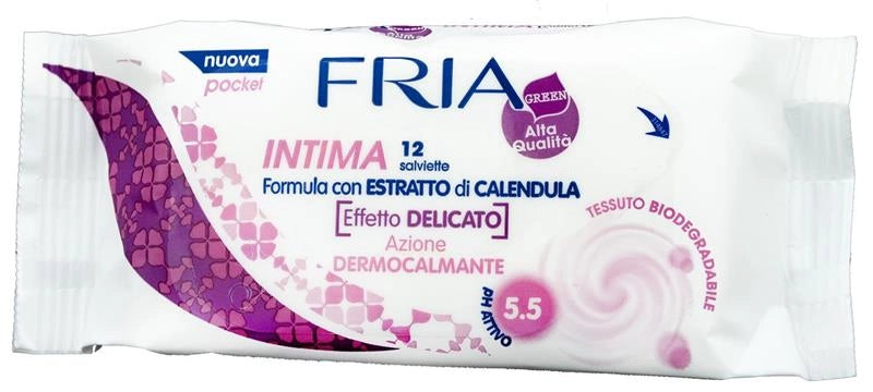 FRIA SALVIETTE UMIDIFICATE PER IGIENE INTIMA  ALLA CALENDULA O SALVIA 12 PEZZI