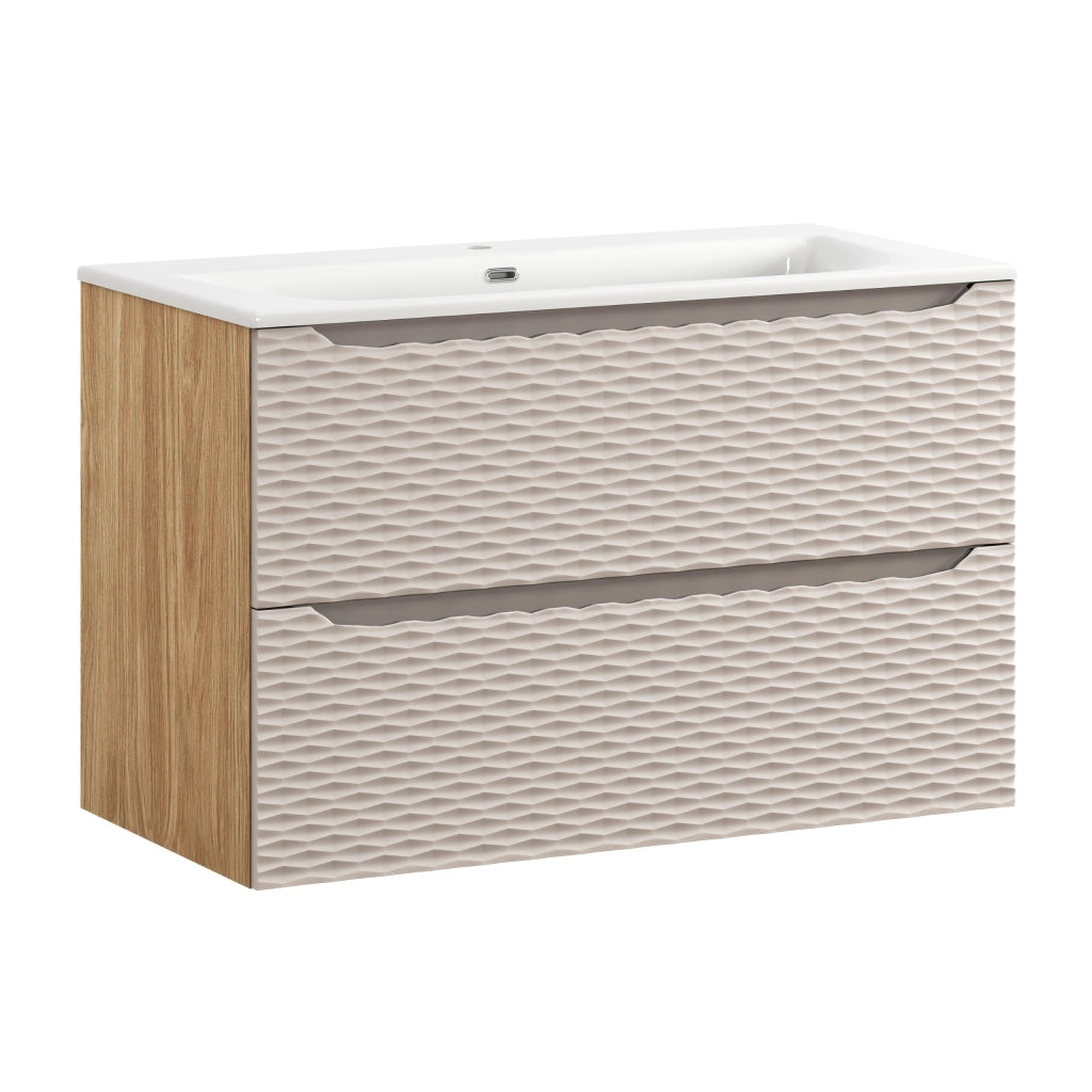 Set mobili bagno 90 cm con lavabo per mobile SKY Ocean Beige 90 x 1401 x 46 cm