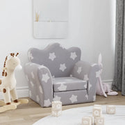 Divano Letto Bambini Grigio Chiaro con Stelle Morbido Peluche 357052