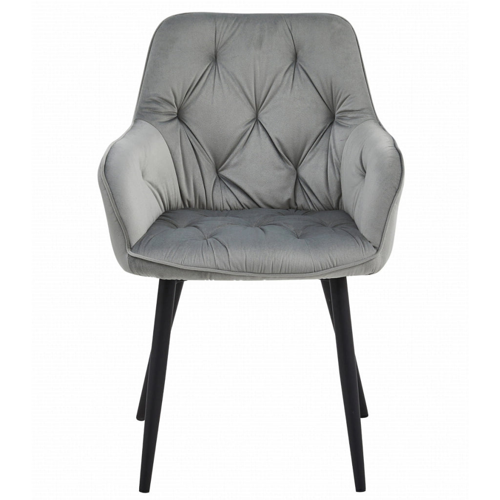 Set di 2 sedie Jork in velluto grigio argento con gambe nere
