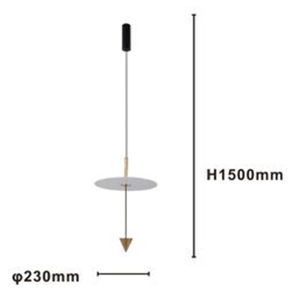 Trade Shop - Lampadario A Sospensione Lampada 12w Luce Led 6500k Disco Bianco ø23cm Cono Oro 33023 -