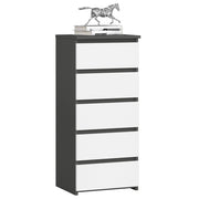 Cassettiera AKORD CL5 Cassettiera Grigia Grafite 40 cm 5 cassetti inserto frontale Bianco 40x35x92 cm