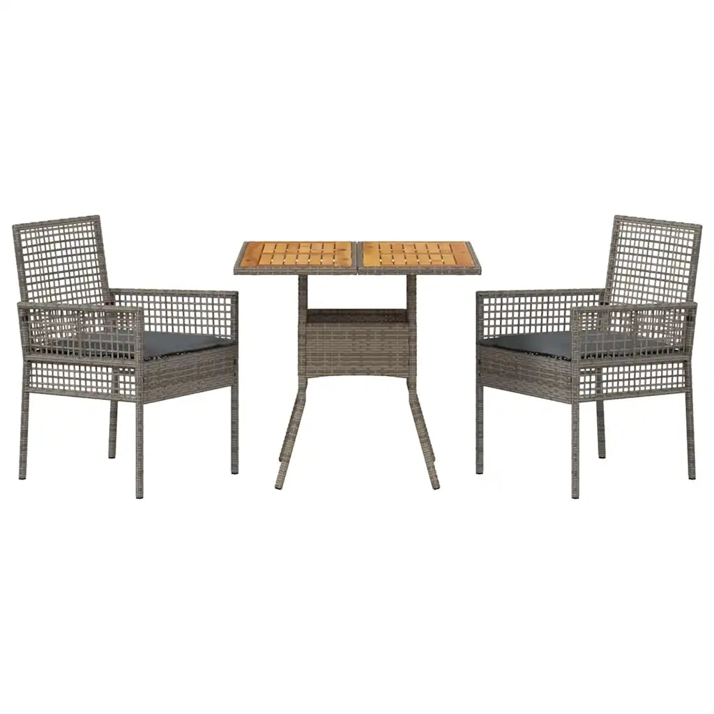 Set da Pranzo per Giardino 3 pz | Set Salotto da Giardino Grigio polyrattan