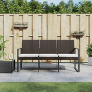 Panca da Giardino a 3 Posti con Cuscini in Rattan PP Marronecod mxl 118636