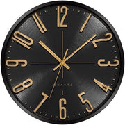 Orologio da Parete, Stile Moderno 30cm, Cristallo, Grande Batteria, Facile da Leggere per Camera, Casa, Cucina, Camera da Letto, Ufficio, Scuola (Nero)