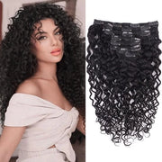 Estensioni capelline 40 cm - Curly ricci - 100% capelli veri - 8 pezzi - 120 g - Estensioni capelline clip-in