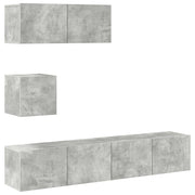 Set di Mobili Porta TV 4 pz | Armadietto TV | Mobile Porta TV Grigio Cemento in Legno Multistrato
