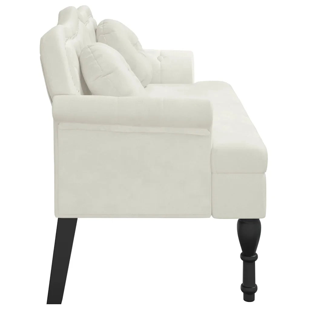 Panca con Cuscini Crema 120,5x65x75 cm in Velluto 372147