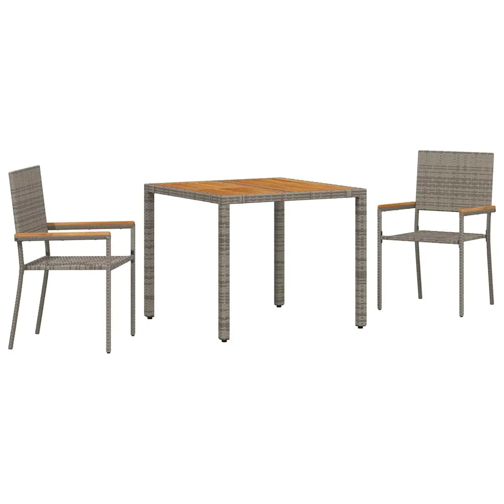 Set da Pranzo per Giardino 3 pz | Set Salotto da Giardino Grigio polyrattan