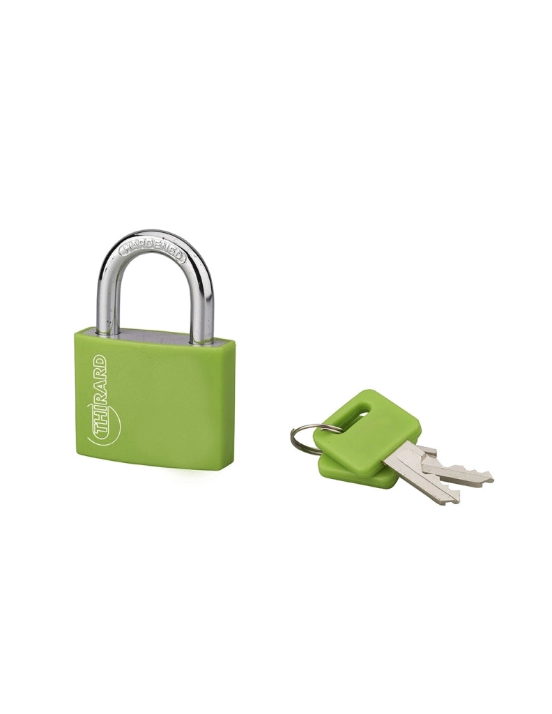 Lucchetto Maxium color 40mm, arco acciaio temprato, verde, corpo alluminio, 2 chiavi - THIRARD