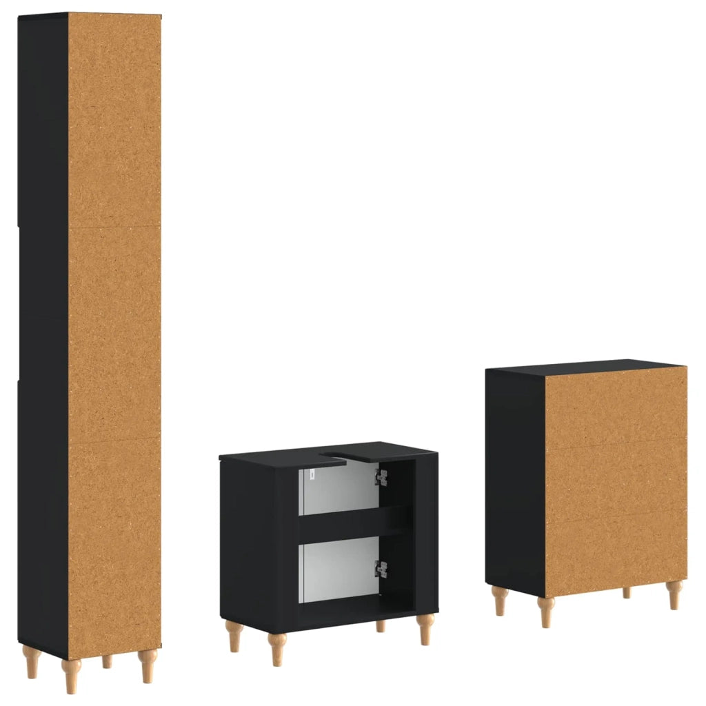 Set di armadietti da bagno in 3 pezzi ALKMAAR Nero 3417424