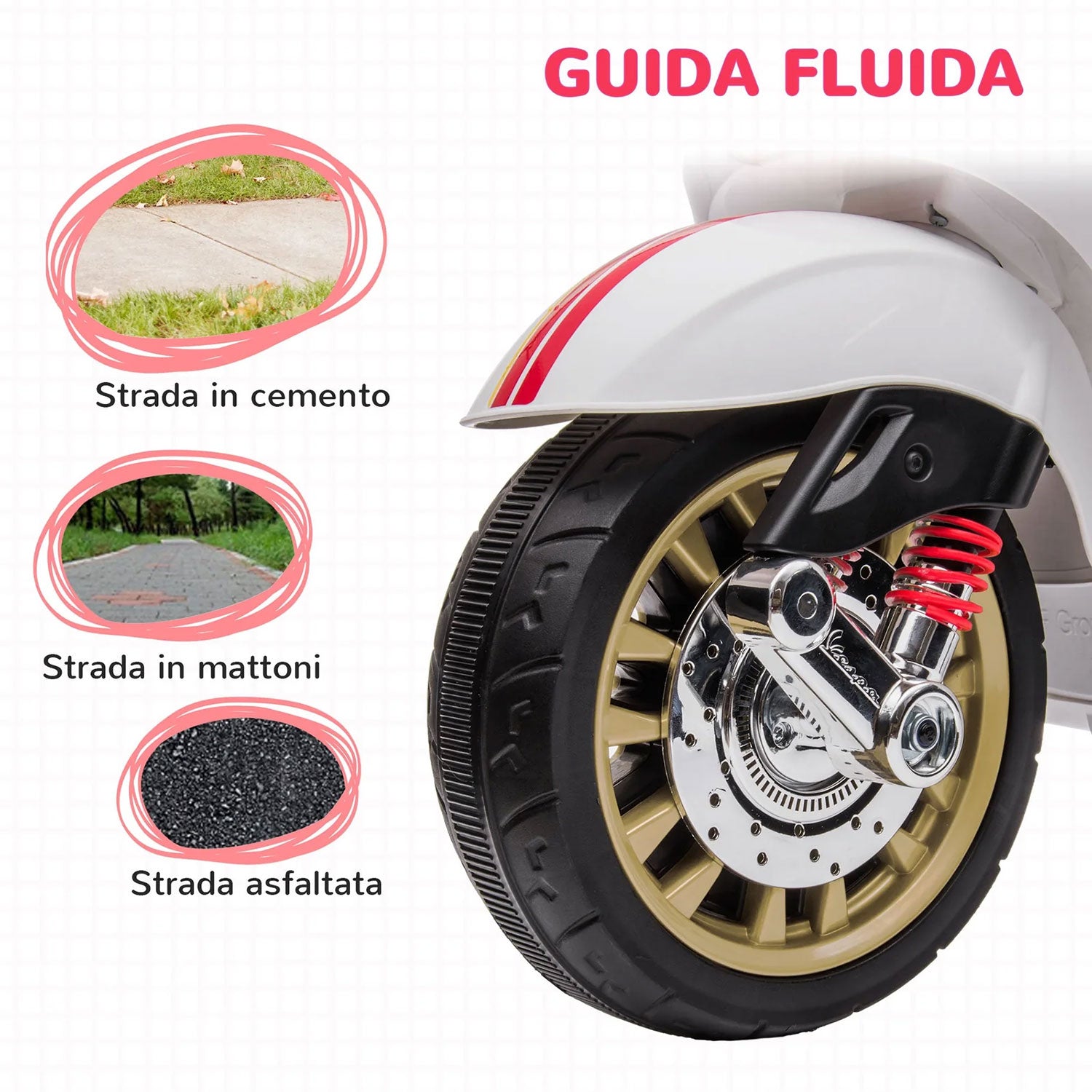 Scooter Elettrico per Bambini Licenza Ufficiale Piaggio Vespa 12V 4,5Ah Rosso